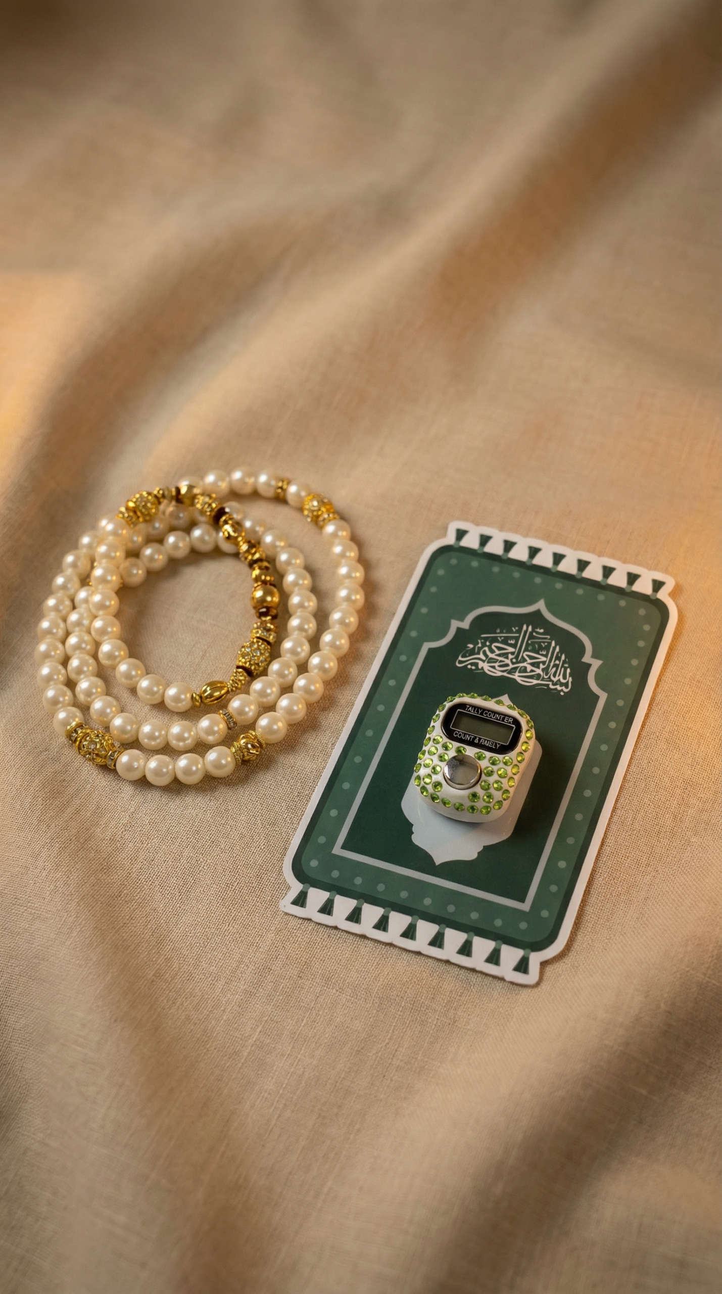 كارت رمضان مع مسبحة إلكترونية أنيقة - الصورة 2